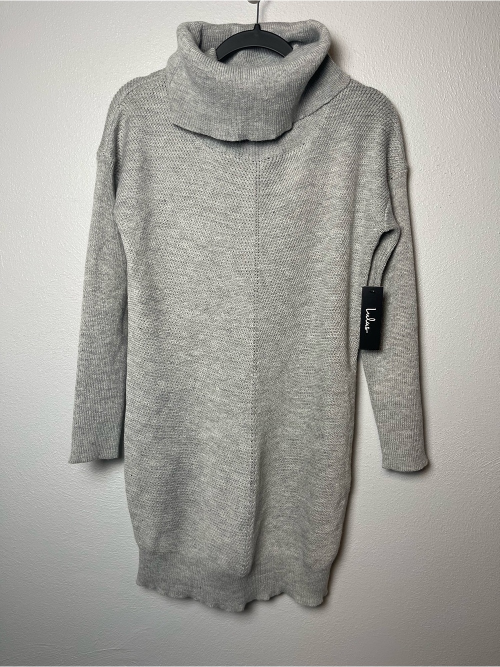 Lulus- Tea Reader Sweater Dress in Light Gray Size Medium